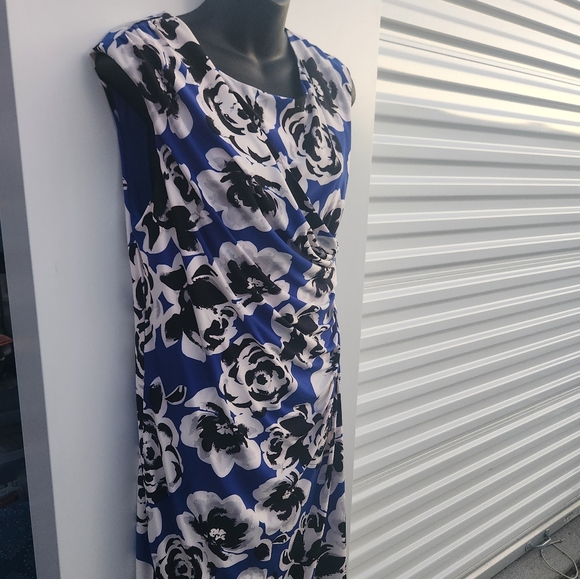 Black Label by Even Picone Blue floral sleeveless dress size 12 - Picture 3 of 5